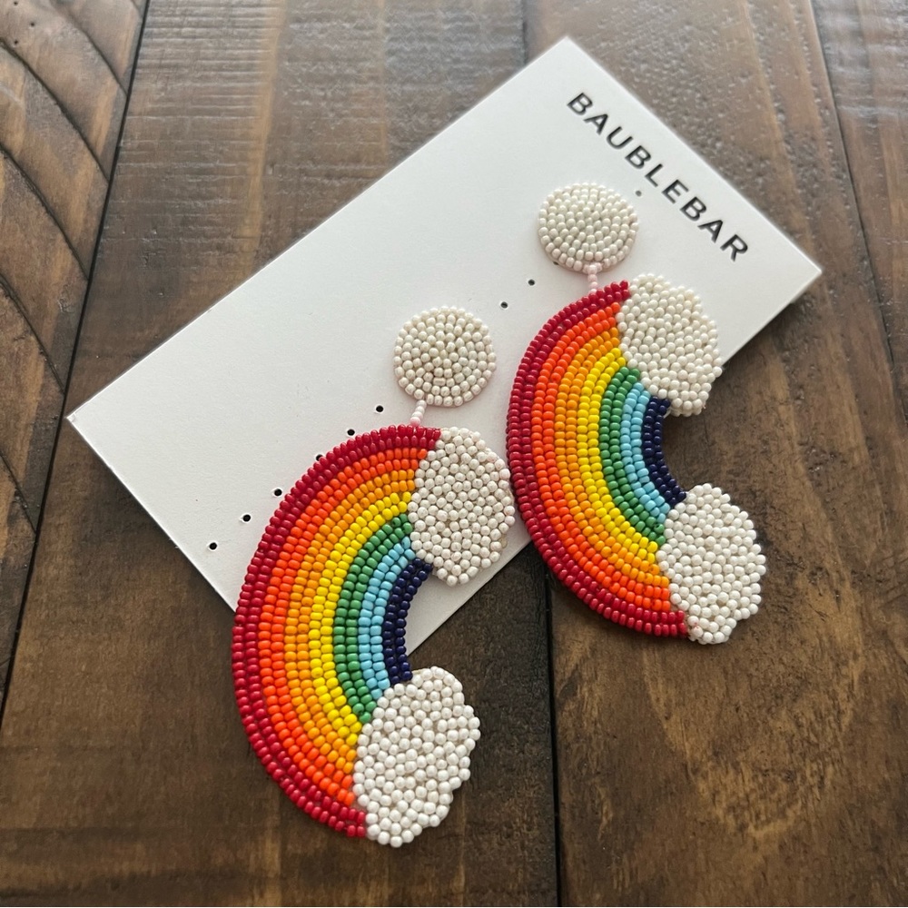 Baublebar Rainbow Cloud Statement Beaded Dangle E… - image 1